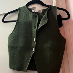 Zara Olive Green Sleeveless Top